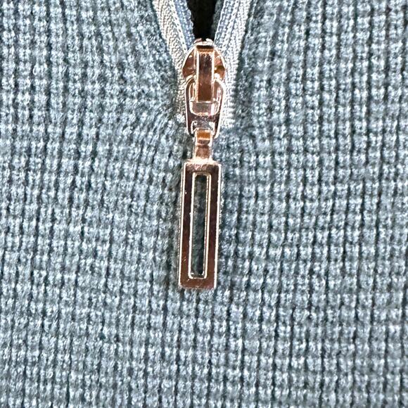 Cyrus | Petite Medium Buttery Soft Blue Teal Knit Pullover Sweater 1/4 Zip Warm - Picture 6 of 9